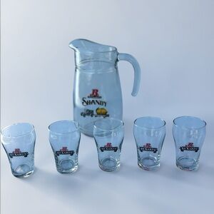 Rickards Shandy Beer Pitcher and Tasting Glasses Bar Set